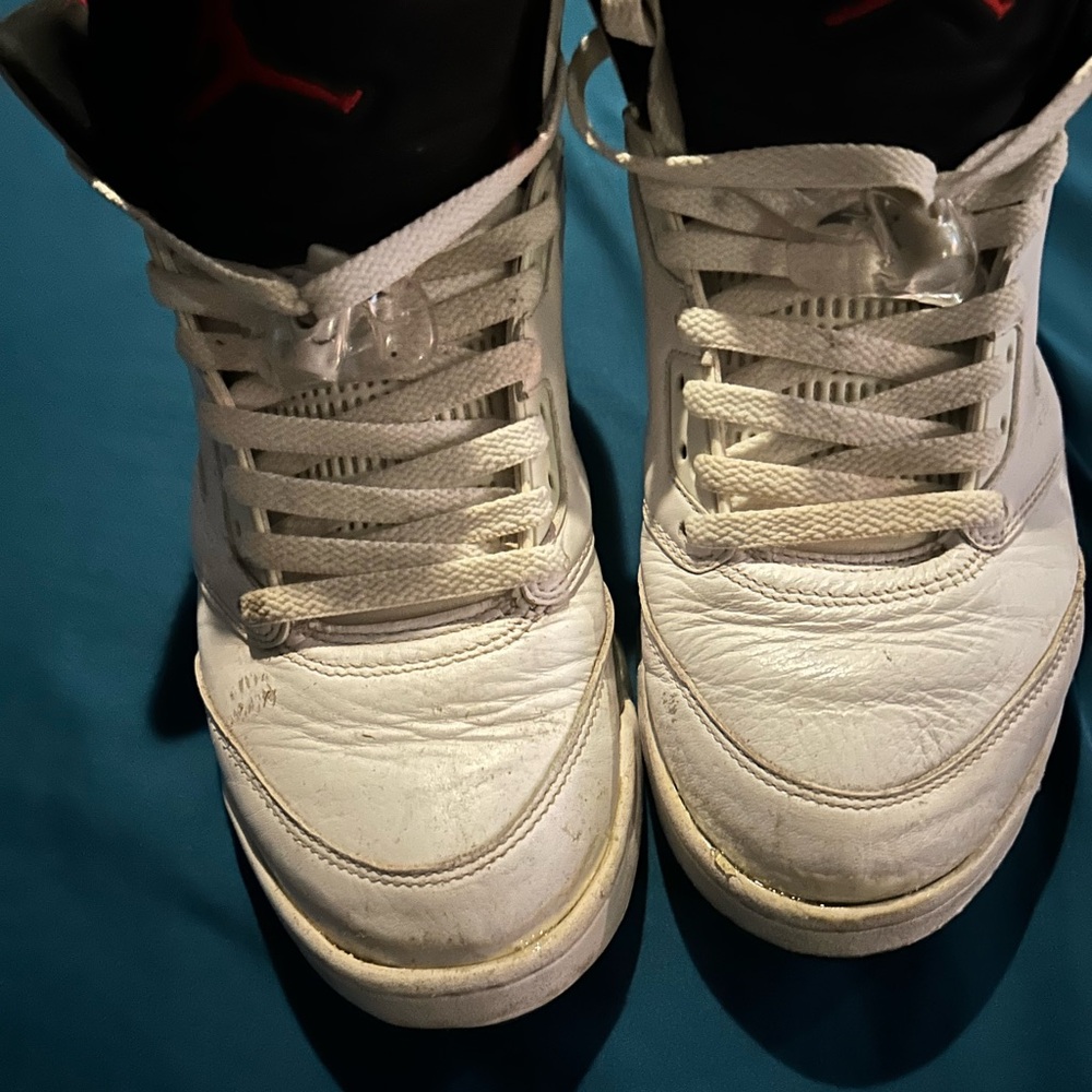 Jordan 5 white cement size 10 in decent shape for their age